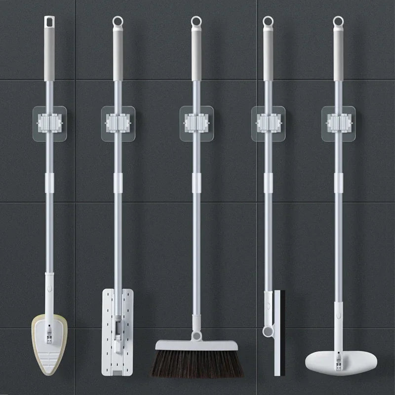 Wall-Mounted Mop & Broom Hanger Rack – No-Drill Suction Mop Broom Hanger Oasis Select