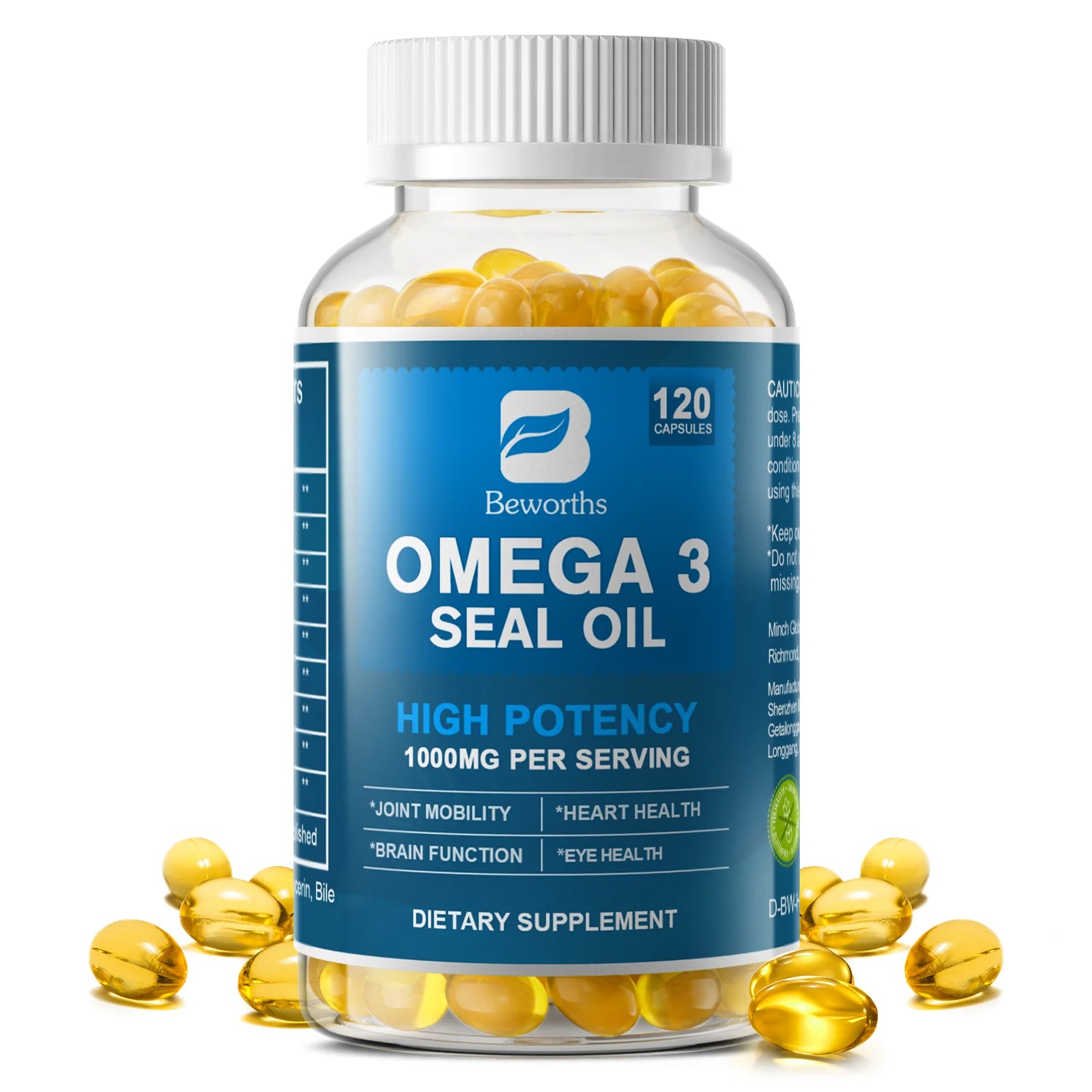 BEWORTHS Seal Oil Capsules Rich in Omega-3, DHA, EPA, DPA Support Immunity, Blood Vessels, and Brain Health Good for Old Men Oasis Select