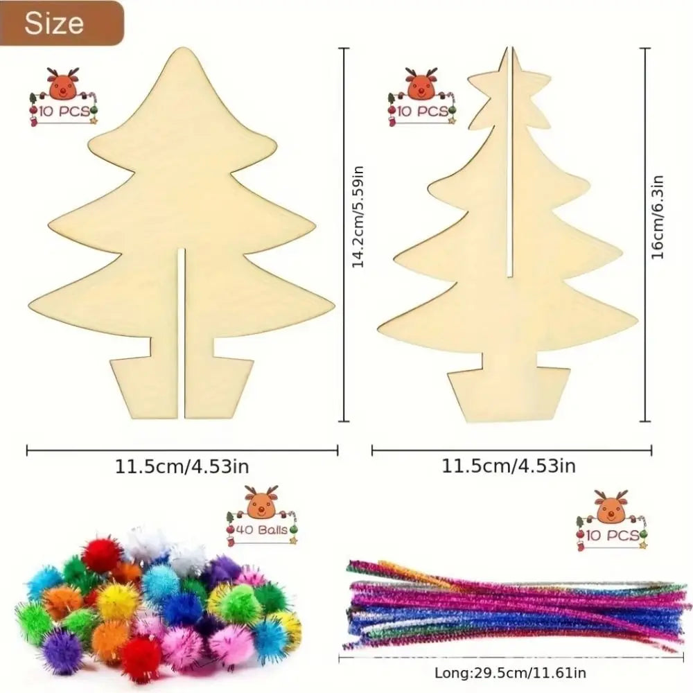 70-Piece DIY 3D Christmas Tree Craft Set – Family Activity Kit