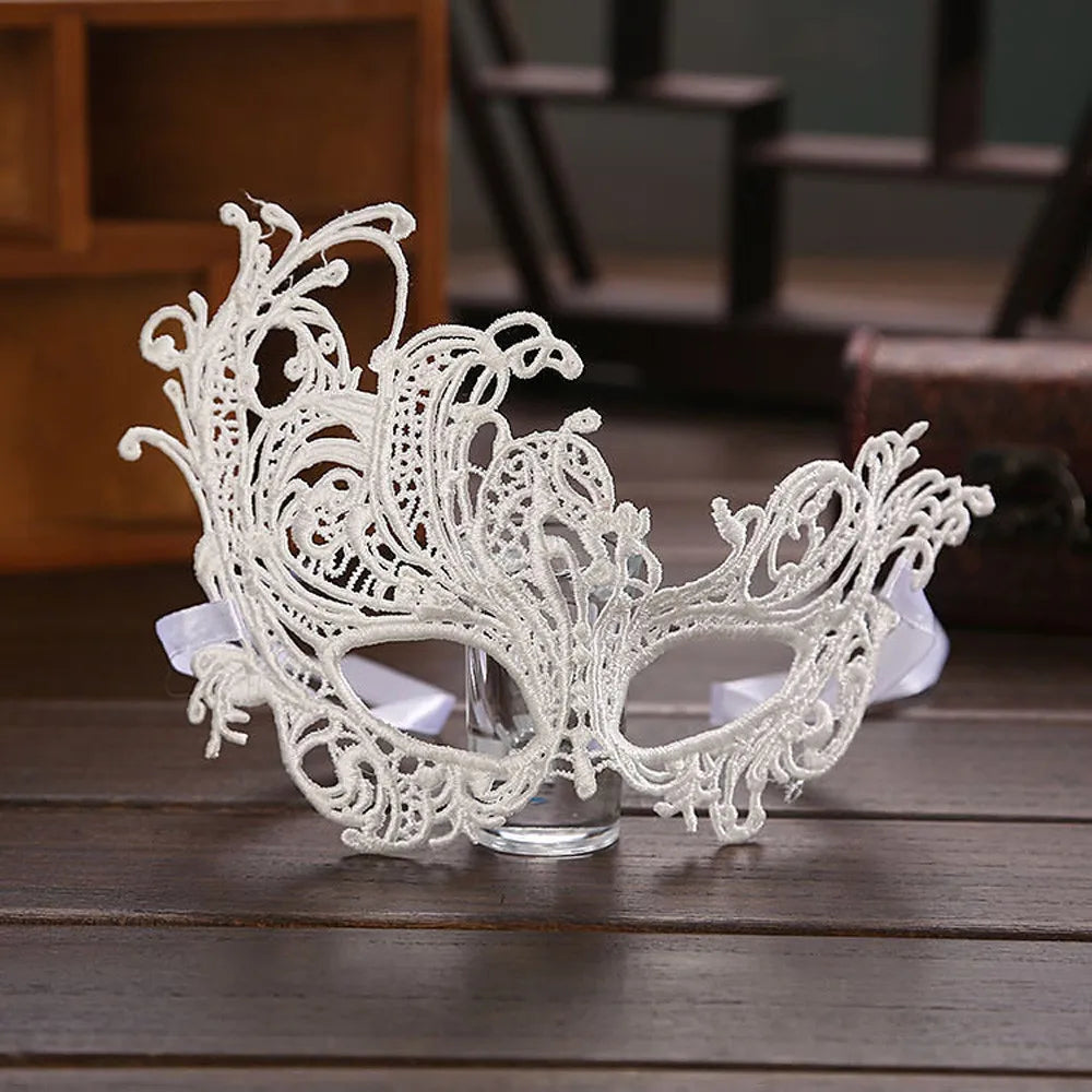 Eye Mask Sexy Lace Venetian Masquerade Ball Halloween Party Fancy Dress Costume Props Lady Black Lace Hollow Face Mask Oasis Select B