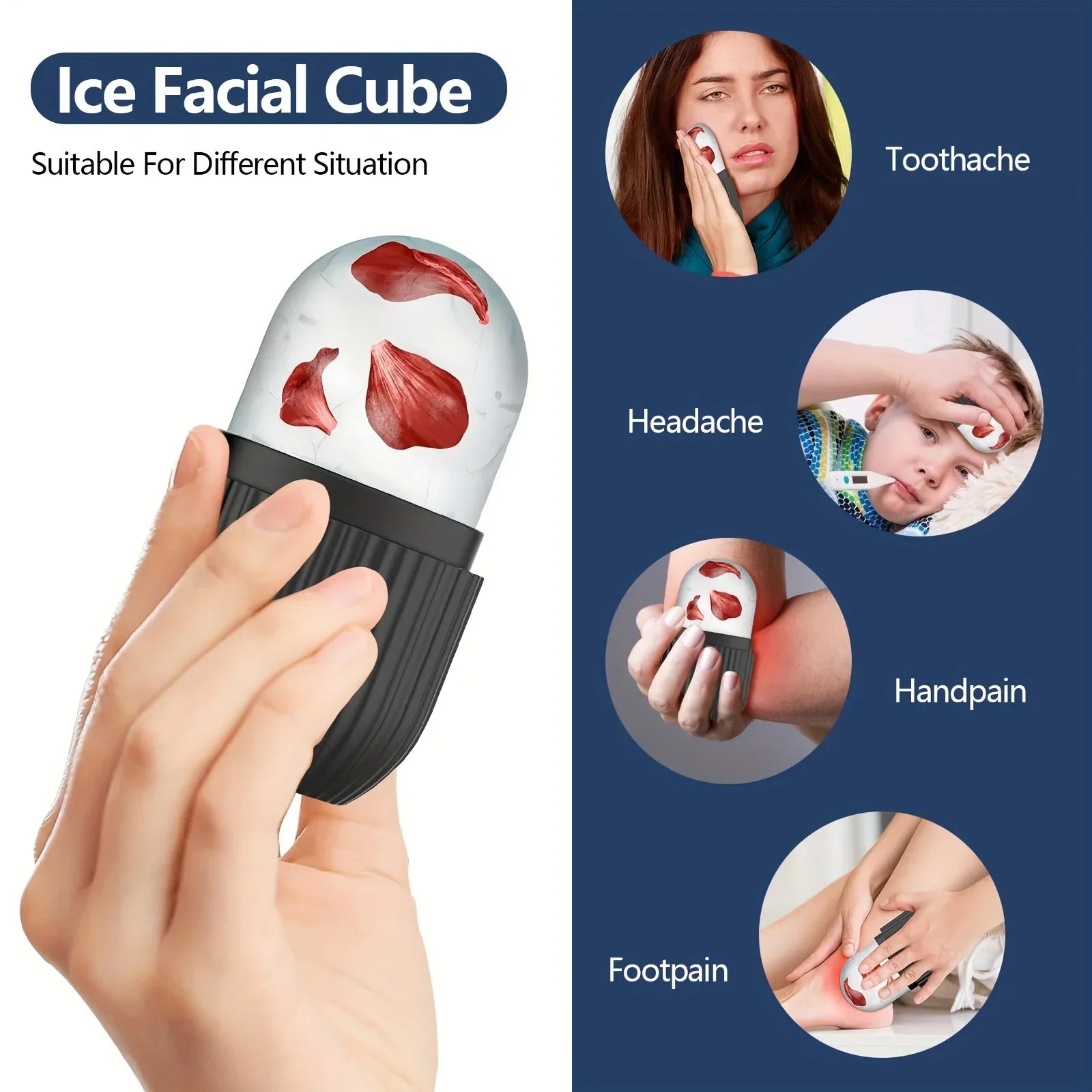 Silicone Ice Roller Massager for Face & Eyes | Cooling Skin Care Ice Roller Massager Oasis Select