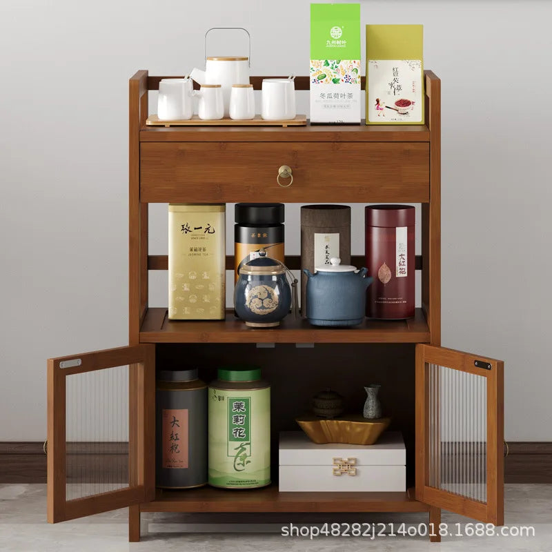 Tea cabinet, tea cabinet, sideboard, solid wood movable living room tea set cabinet, storage cabinet, shelving cabinet, storage Oasis Select