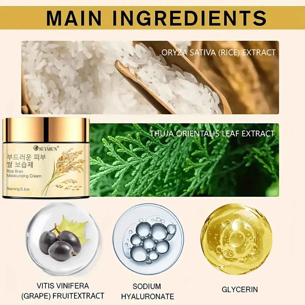 SUYARUN Rice Extract Face Cream – 24H Hydrating & Brightening Face Moisturizer Cream Oasis Select
