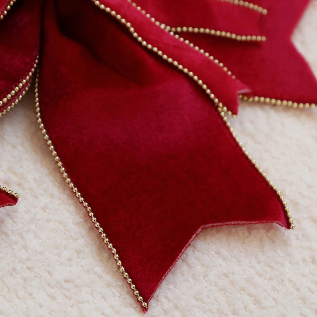 30cm Double Layer Velvet Red Christmas Bow Christmas Tree Top Bow Outdoor Decorations Wedding Hanging Pendant New Year Ornament Oasis Select