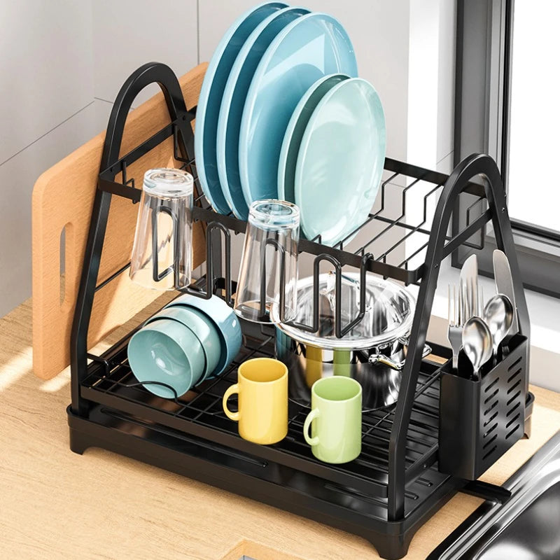 Dish storage rack Kitchen rack Multifunctional bowl and chopsticks drain rack Household countertop bowl rack Oasis Select
