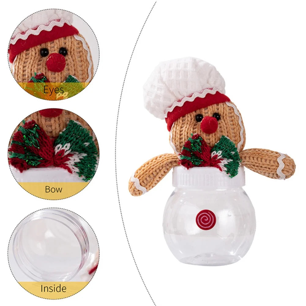 Christmas Candy Gift Box Cookies Snack Transparent Storage Jar Gingerbread Man Food Container Kids New Year Decoration Bottle Oasis Select