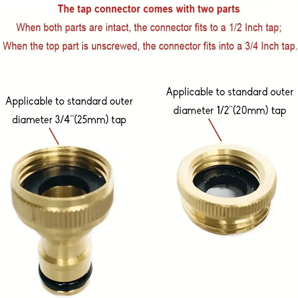 Brass Garden Water Pipe Joint 3/4 "1/2" Threaded Washing Machine Faucet Connector, Irrigation and Watering Tool Pipe Fittings Oasis Select