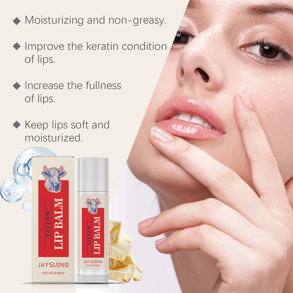 Tallow Lip Balm Ultra Nourishing Non-Greasy Softening Fade Lip Lines Remove Dark Anti-Cracking Moisturizing Lip Care Oasis Select