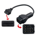 Renault 12-Pin to OBD2 16-Pin Diagnostic Adapter Cable OBD2 Diagnostic Cable Oasis Select black