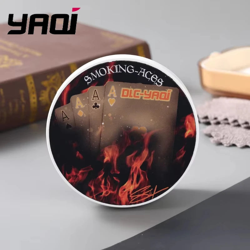 2026 New Arrival YAQI Smoking Aces Artisan Shaving Soap for Men 170g Luxury Moisturizing Beard Grooming Essentials Oasis Select