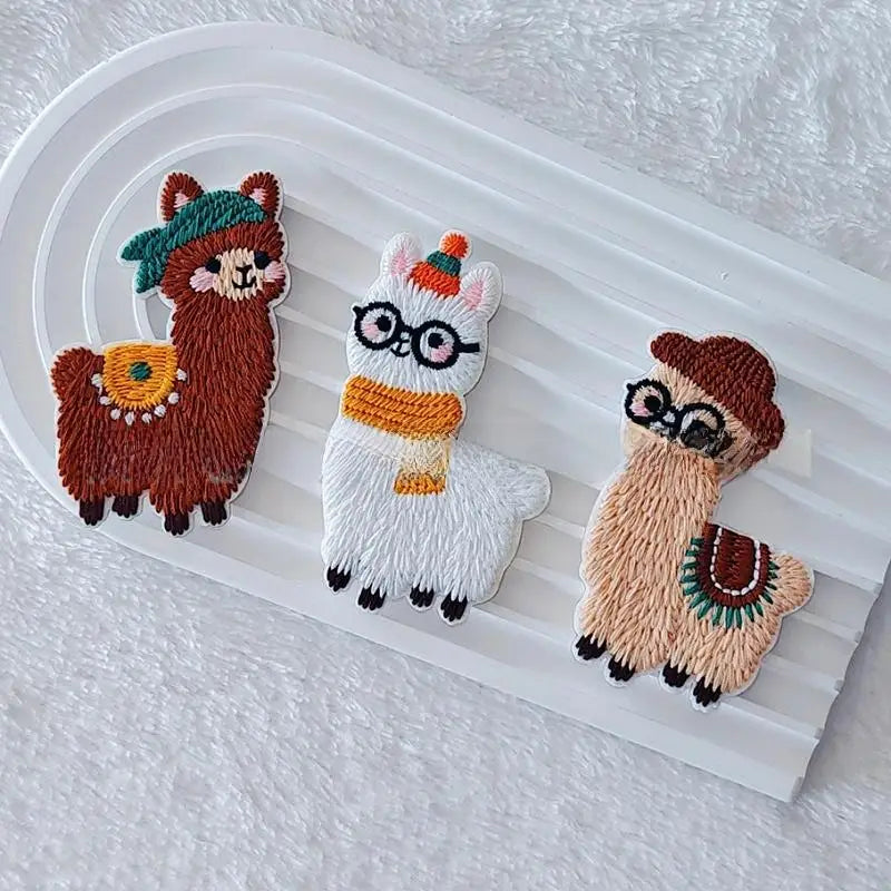 6Pcs Cartoon Llama Computer Embroidery Patch Towel Embroidery Patch For Clothing Decoration Bag Repair Durable Fabric Sticker Oasis Select