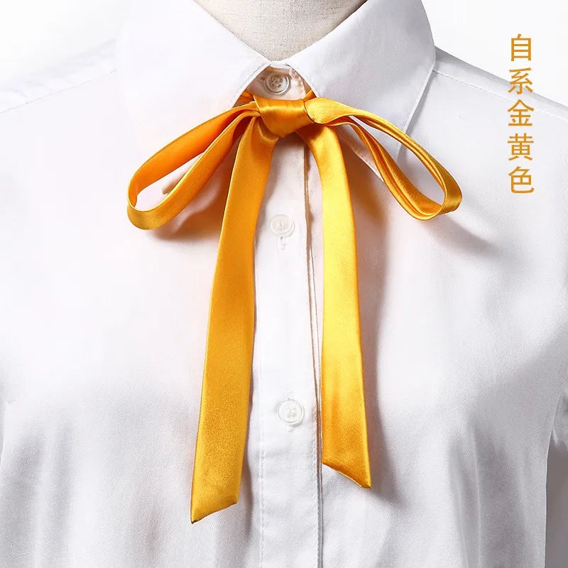 Korean Small Tie Bowtie College Style School Uniform Shirt Accessories Men's Women's Long Section Streamers Collars Flowers Oasis Select Yellow