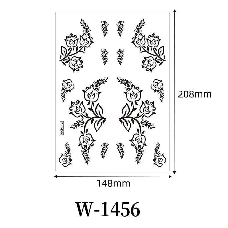 Black Henna Temporary Tattoo – Mandala Mehndi Body Stickers