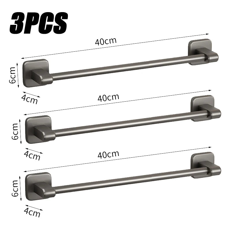 Bathroom Towel Rack Stainless Steel Towel Rack Slipper Rack Hole-Free Towel Bar Bathroom Shelf Organizer Kitchen Storage Racks Oasis Select Grey 40cm 3PCS