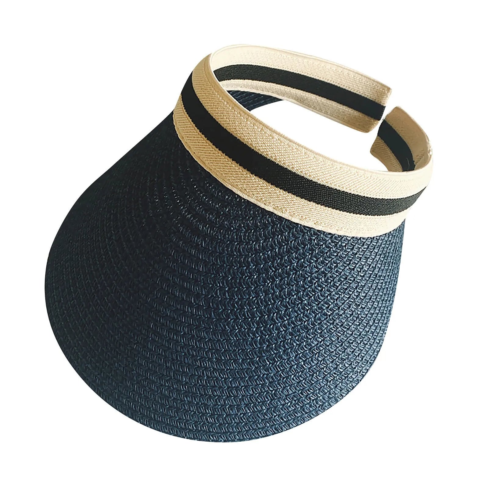 Cycling Caps Wide Straw Visors Sun Visor Hats For Women Foldable Beach Visors Summer Roll Up Ponytail Beach Camping Photo Hat Oasis Select Blue