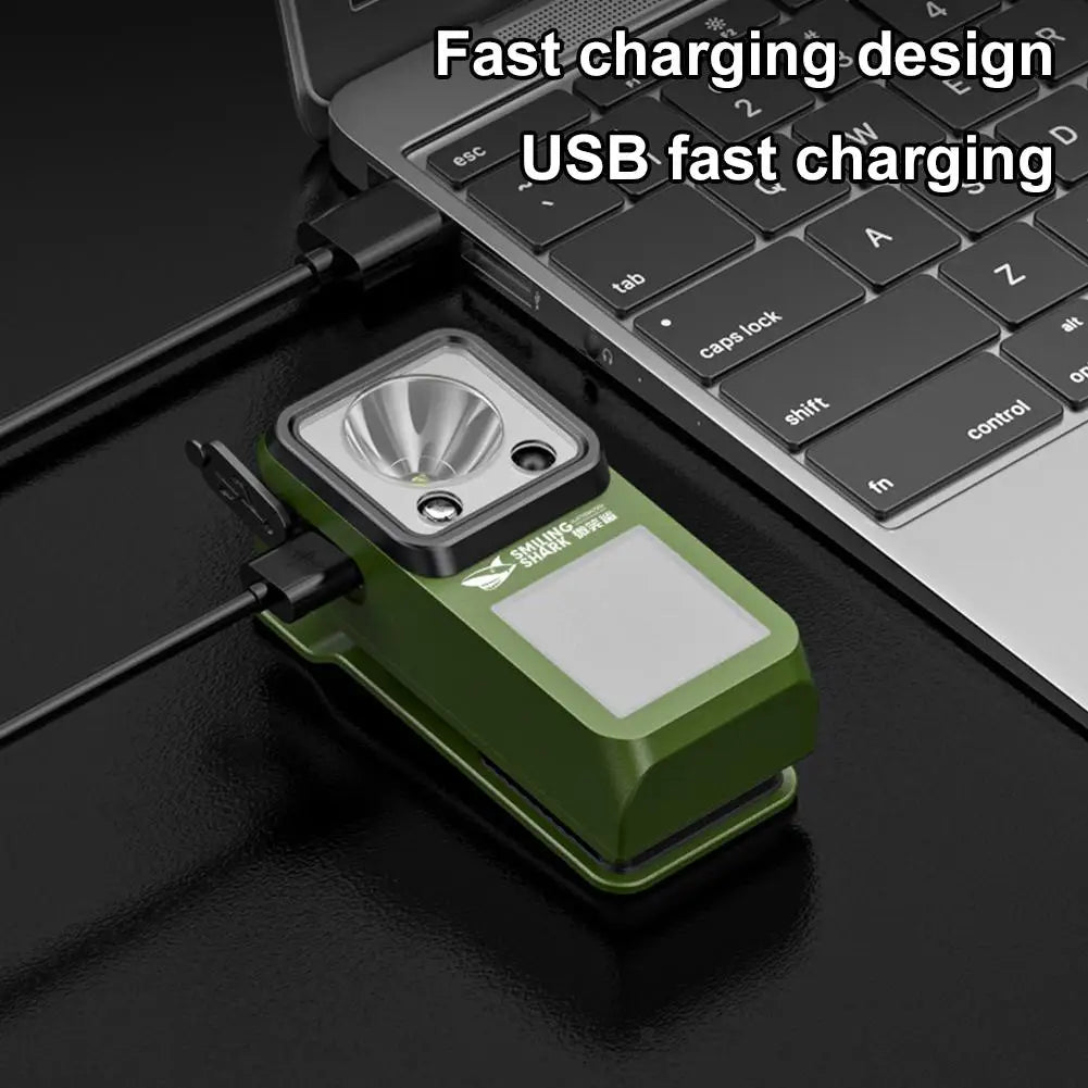 LED Magnetic Clip-On Flashlight | 6 Modes Rechargeable Light