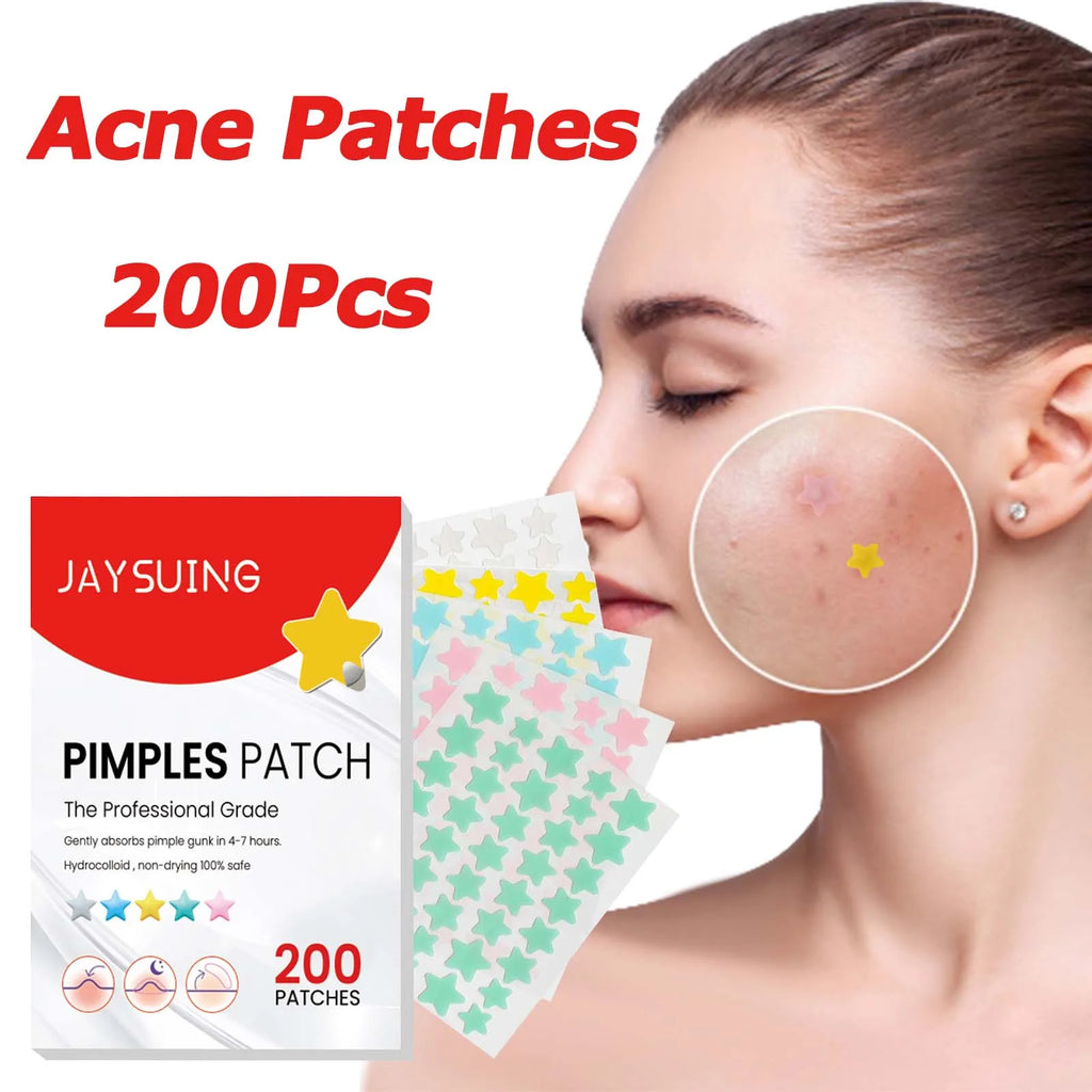200Pcs Repair Acne Patch Fade Blemishes Pimple Marks Closed Acne Blemishes Hydrocolloid Star Shaped Cover Acne Pimple Patch Oasis Select