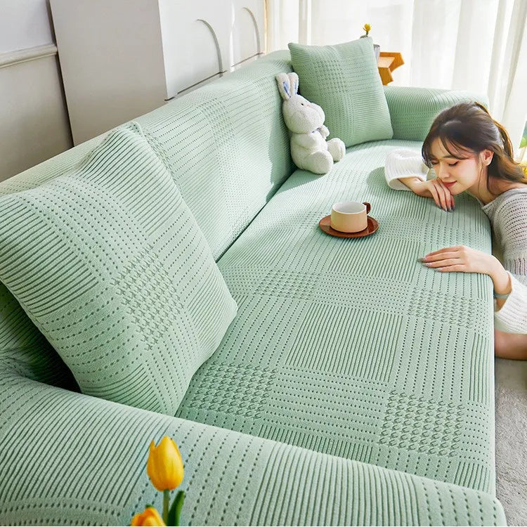 All-inclusive Universal Sofa Cover Anti-cat Scratch All-season Universal Lazy Sofa Blanket Full-cover L Shape Sofa Cover Oasis Select 5 people 305-360cm Emerald Green