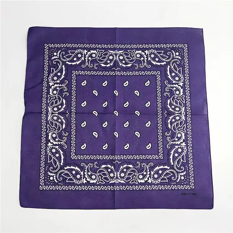 1/2pcs Bandana Kerchief Unisex Hip Hop Black Hair Band Neck Scarf Sports Headwear Wrist Wraps Head Square Print Handkerchief Oasis Select Purple