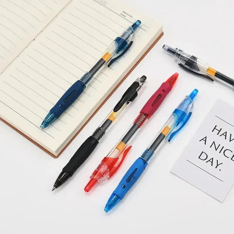 6/12pcs Retractable Gel Pens Set Black/Red/Blue Ink Ballpoint for Writing Refills Office Accessories School Supplies Stationery Oasis Select