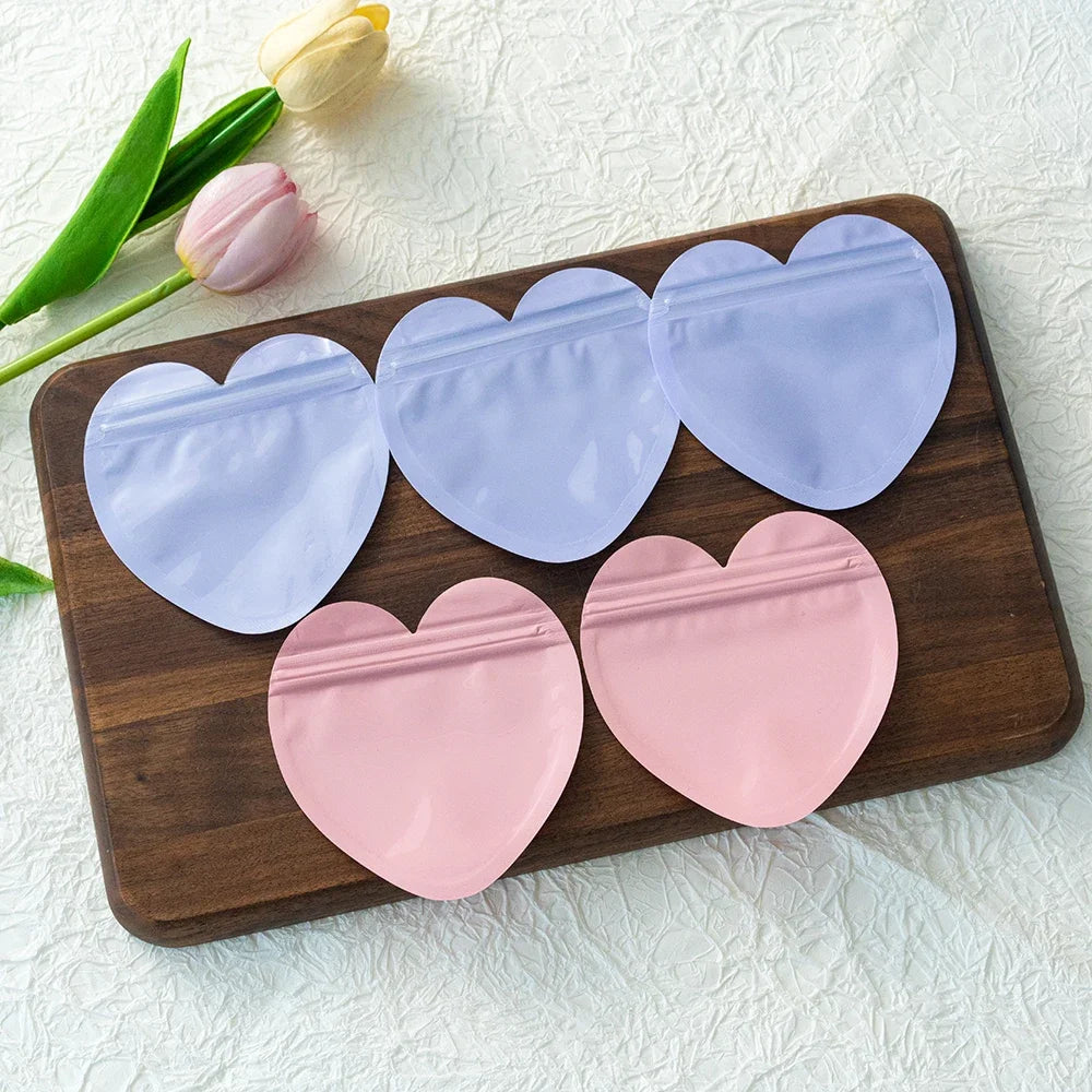20pcs Heart Candy Plastic Bag For Wedding Birthday Party DIY Display Necklace Bracelet Gifts Packaging Pouch Small Businesses Oasis Select