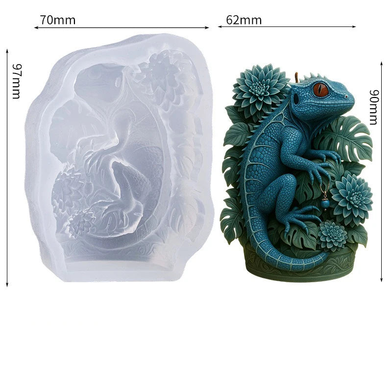 3D Lizard Silicone Candle Mold DIY Aromatherapy Candle Soap Resin Casting Mold Craft Supplies Oasis Select White