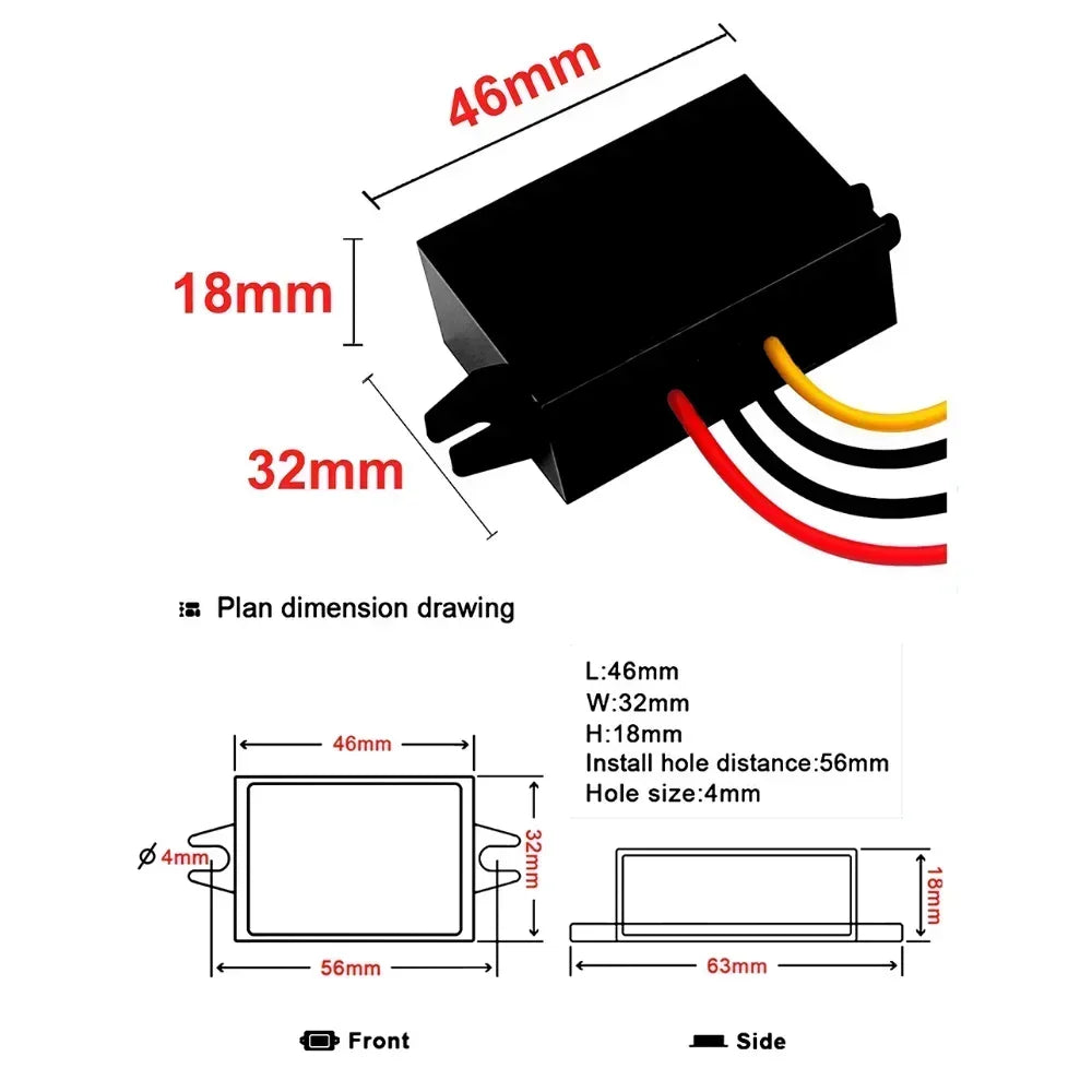 12V 60V 48V 36V 24V to 12V 1A-5A Step-down 60V-12V Buck Truck Boat Car Power Supply Voltage Regulator Transformer DC Converter Oasis Select