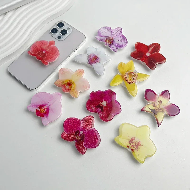 Acrylic Flower Phone Holder Socket Folding Phone Grip Trendy Mobile Phone Ring Buckle Stand For Universal Smartphone Accessories Oasis Select