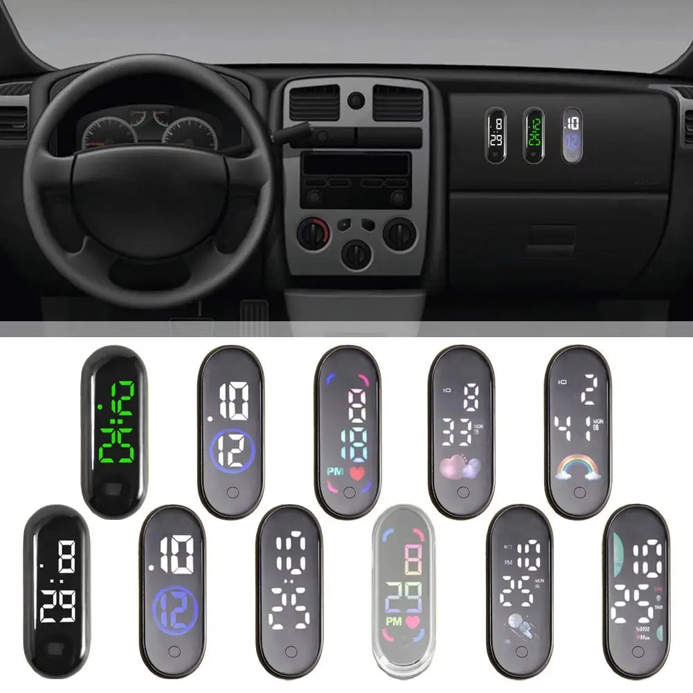 Luminous Motorcycle Car Clock Auto Internal Stick-On Mini Sport Waterproof Watch Mechanics Led Clocks Auto Ornament Accessories Oasis Select