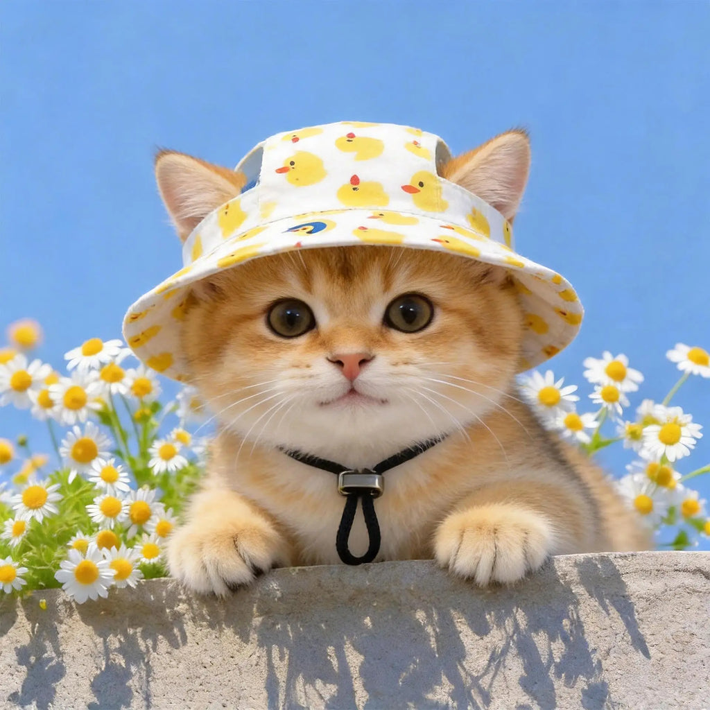 Dog Sun Hat Adjustable Dog Hat Cute Print Caps Pet Sun UV Protection Hat for Walking Outdoor Activities hats for Dogs Cats Oasis Select