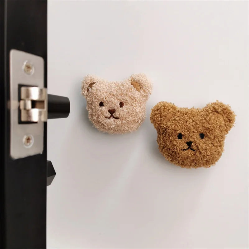 Ins Korean Bear Children's Room Door Rear Handle Silent Anti-collision Sticker Cushion Anti-Bump Wall Protector Door Stopper Oasis Select