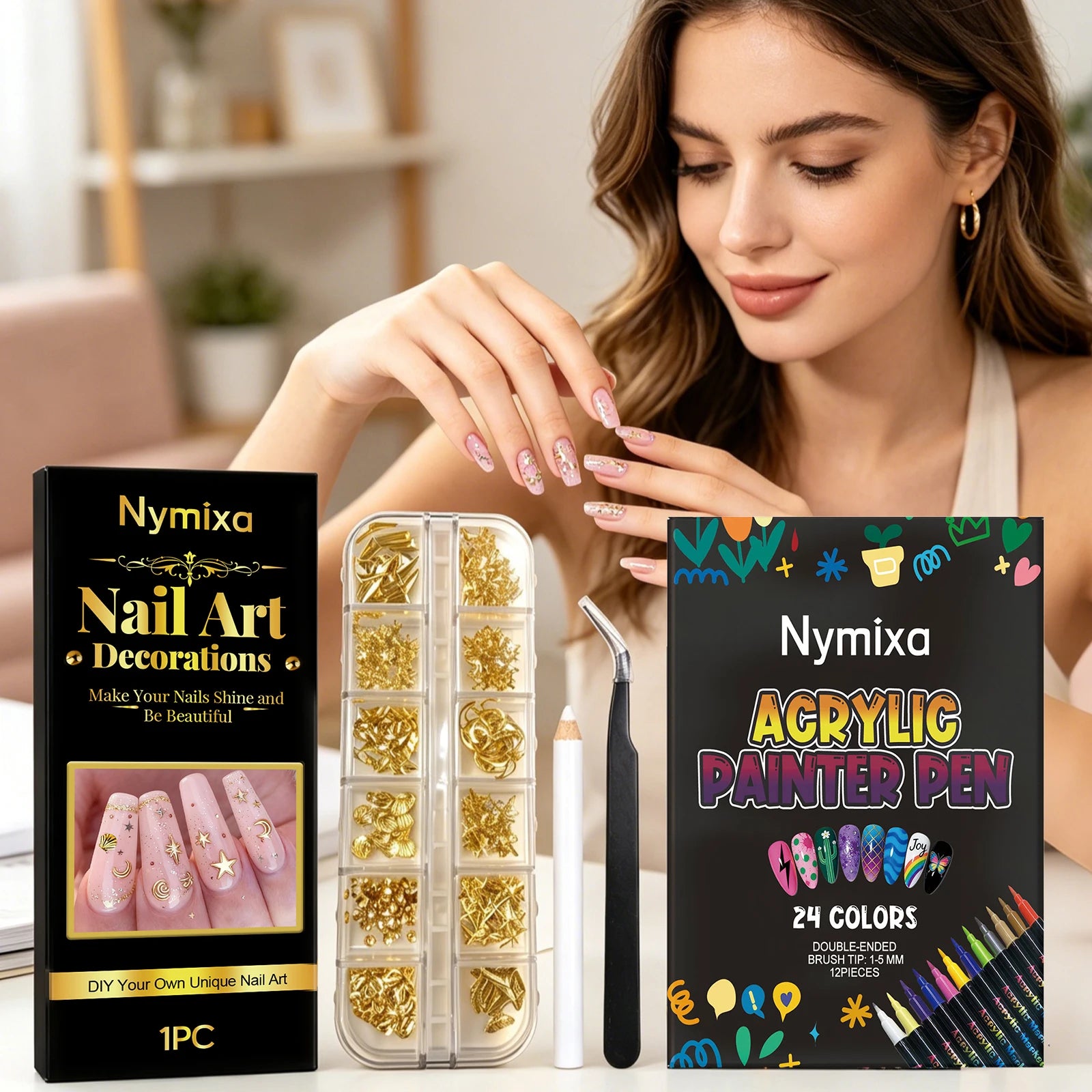 DIY Nail Art Decorations Kit Draw Delicate Art Designs Add Shiny Lasting Color Full Set Nail Art Tool Home DIY Manicure Design Oasis Select