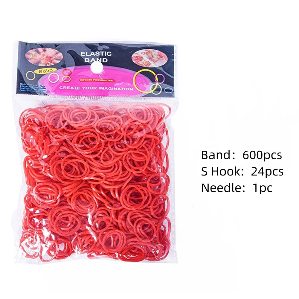 600pcs Loom Rubber Bands Kit Bracelet Making Kit for Kids Elastic Weaving Lacing DIY Crafting Gift Girl Oasis Select Red