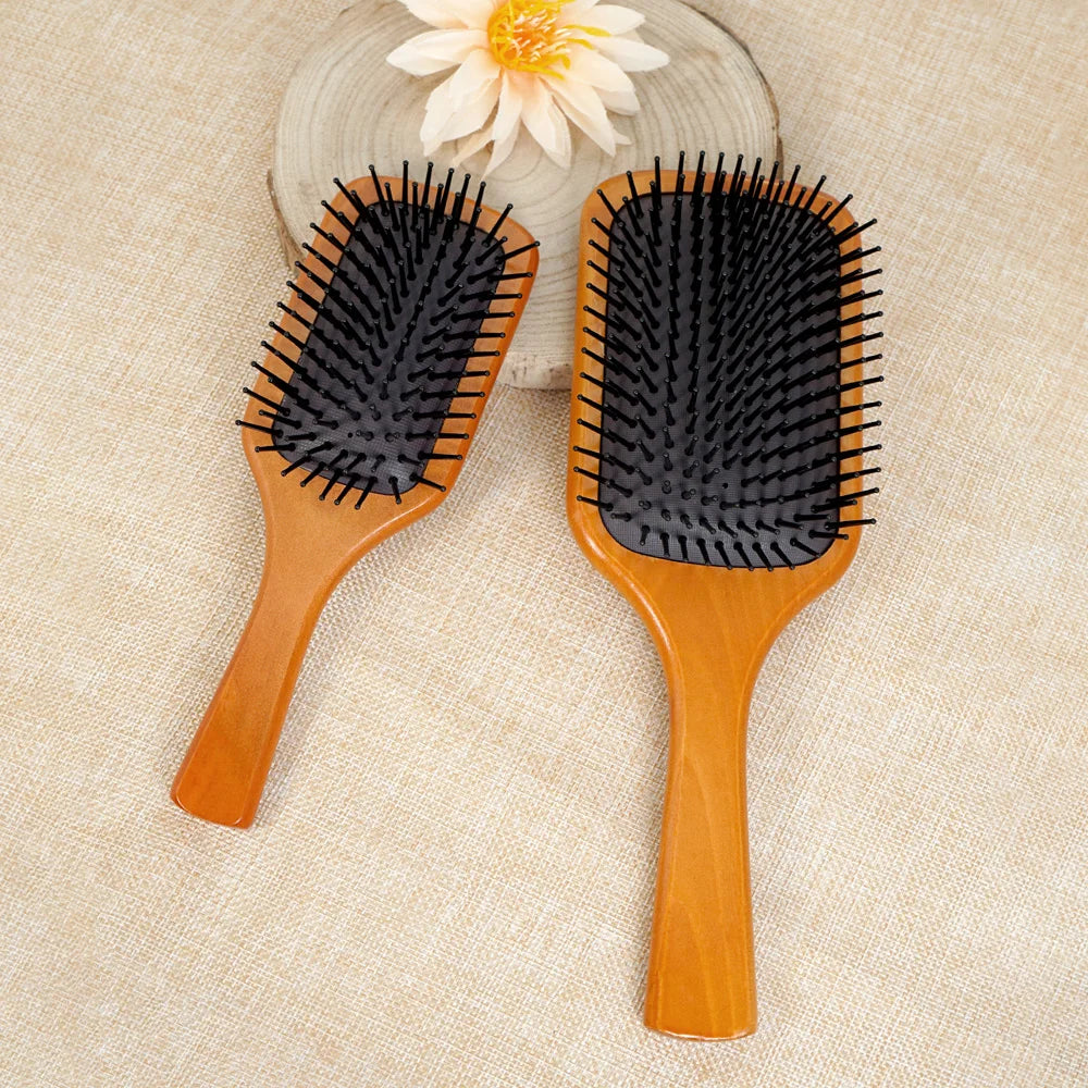 Wooden Paddle Hair Brush Set - Scalp Massage, Anti - Static Detangling, For All Hair Types, Daily Styling & Grooming Oasis Select