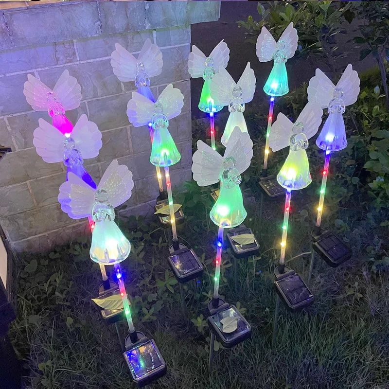 Led Solar Angel Light Outdoor Waterproof Villa Courtyard Simulation Festival Lighting Decoration Inserted Solar Lights Oasis Select