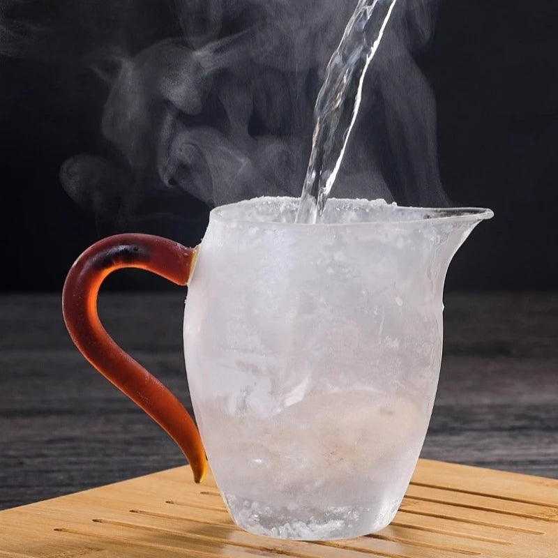 350ml Heat-resisting Clear Glass Tea Pot with Colorful Handle Fair Cup with Infuser Puer Tea Brewing Kettle Pu Erh Pots Teapots Oasis Select