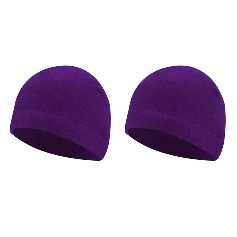 1/2pcs Warm Beanie Hat Soft Men Women Ski Cycling Skin-Friendly Anti-Static Hiking Thermal Fleece Running Windproof Oasis Select 2pcs-purple
