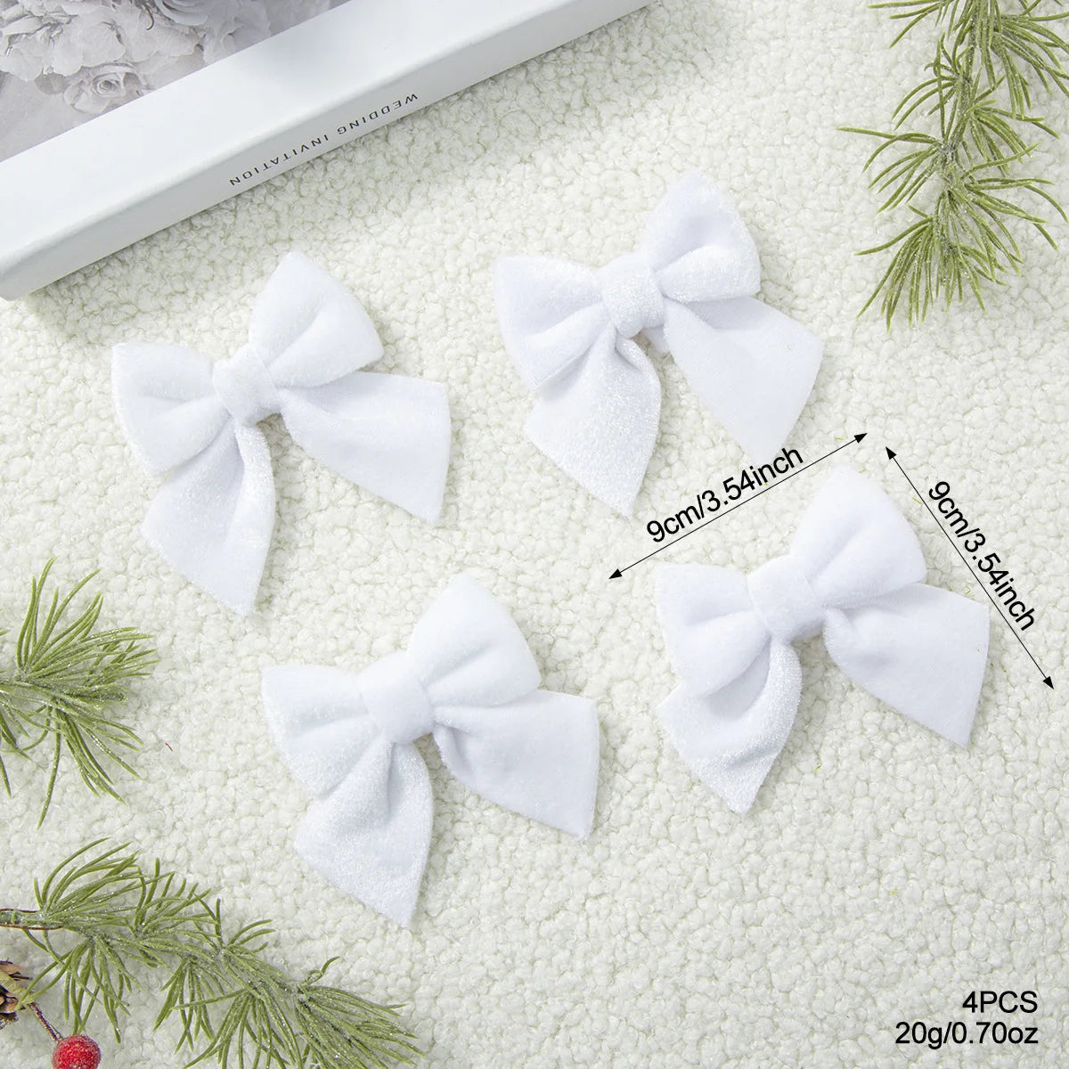 Velvet Christmas Bow Ornament – Pink, Green & White | Tree Decor