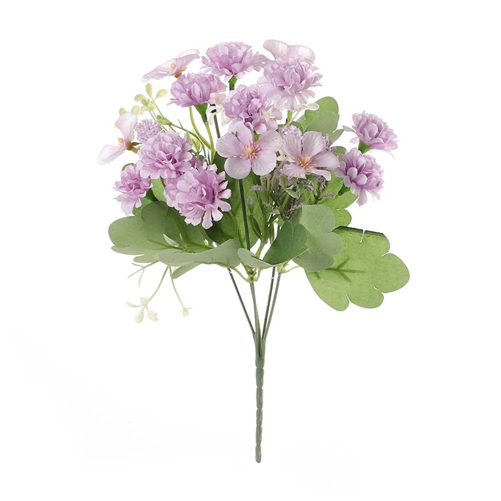 Artificial Silk Chrysanthemum Ball Bouquet Fake Flowers For Wedding Centerpiece Home Garden Decoration Photography Props Oasis Select Purple
