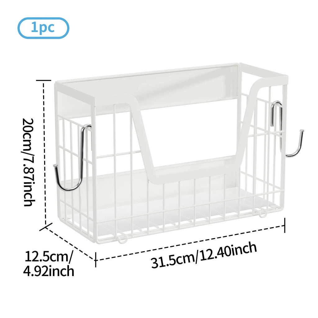 Magnetic refrigerator hanger foldable refrigerator side plastic wrap seasoning storage basket kitchen magnetic rack Oasis Select 1 white