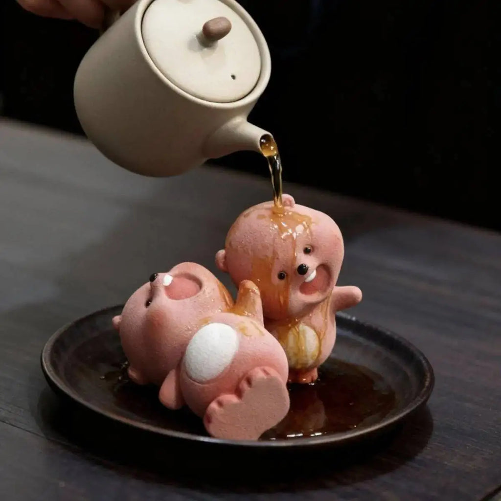 Yixing Zisha Sculpture Tea Pet Ornament Scolding Beaver Tilted Head Ruby Full of Spirit Little Beaver Desktop Ornament Oasis Select