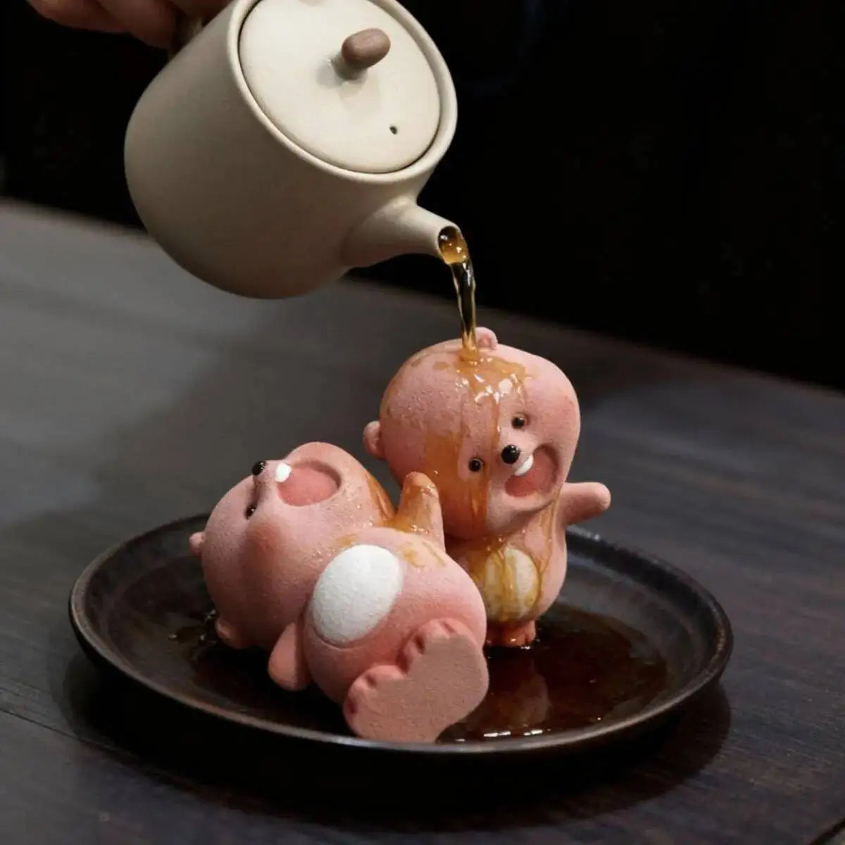 Yixing Zisha Sculpture Tea Pet Ornament Scolding Beaver Tilted Head Ruby Full of Spirit Little Beaver Desktop Ornament Oasis Select