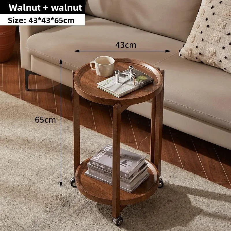 Multi-functional Movable trolley side table Living room coffee table Movable coffee table sturdy and durable Oasis Select Walnut Rack A