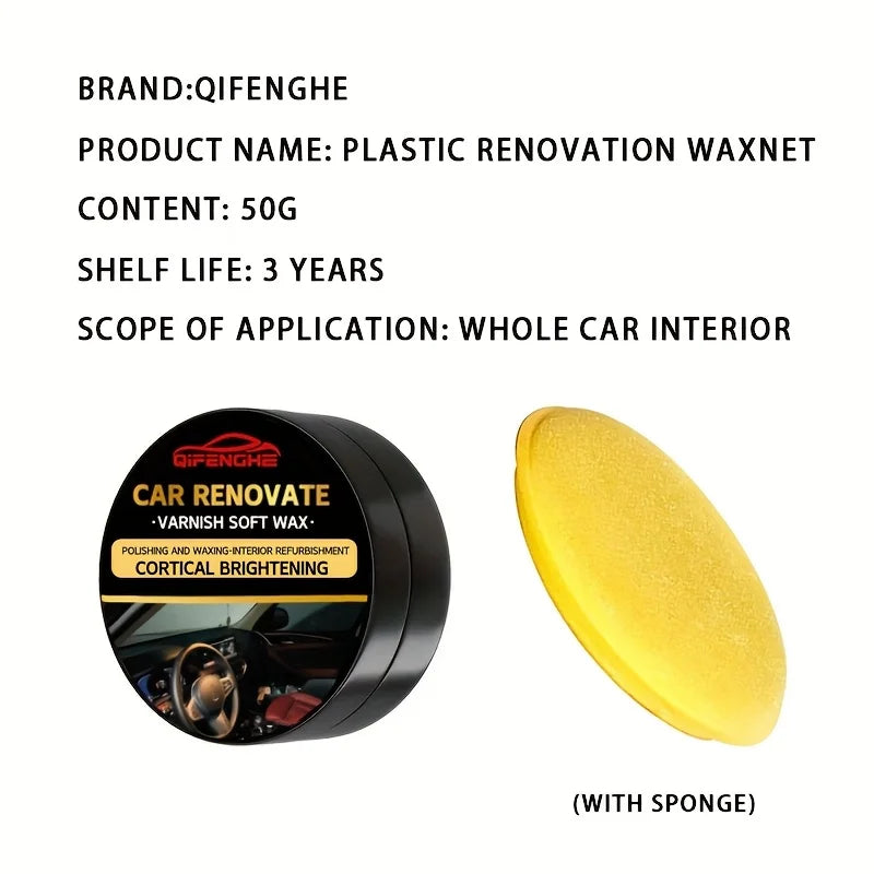 Comprehensive Car Restoration Kit: Black Interior Wax, Dashboard, Plastic, Tire, Seat Conditioner, Exterior Plastic Refurbishing Oasis Select