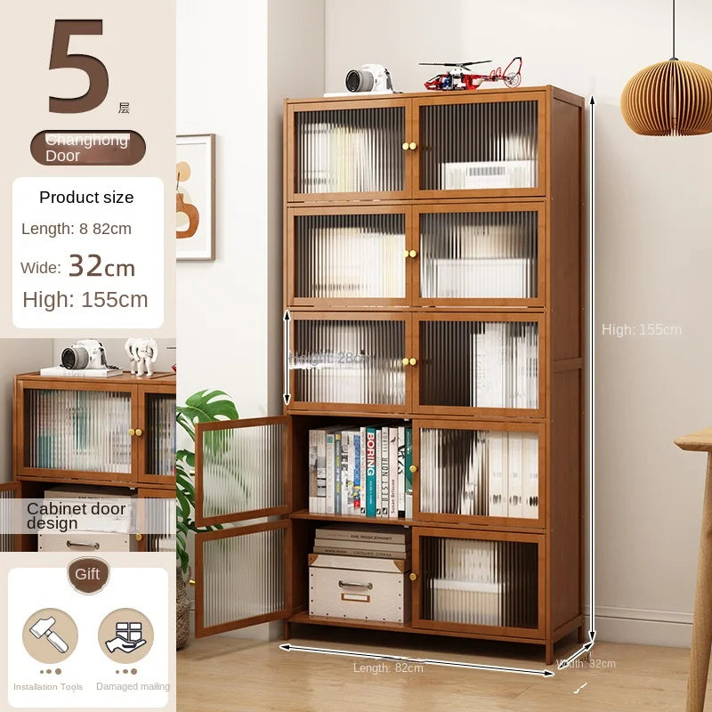 Bookcase with door, multi-layer storage rack, seam storage cabinet, living room display cabinet, bookshelf Oasis Select 82cmG