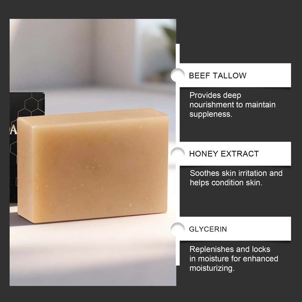 Tallow Honey Soap Bar Gentle Cleansing Bar for Face & Body Rich Lather Moisturizing Redness Relief Soften Smoothing Skin Care Oasis Select