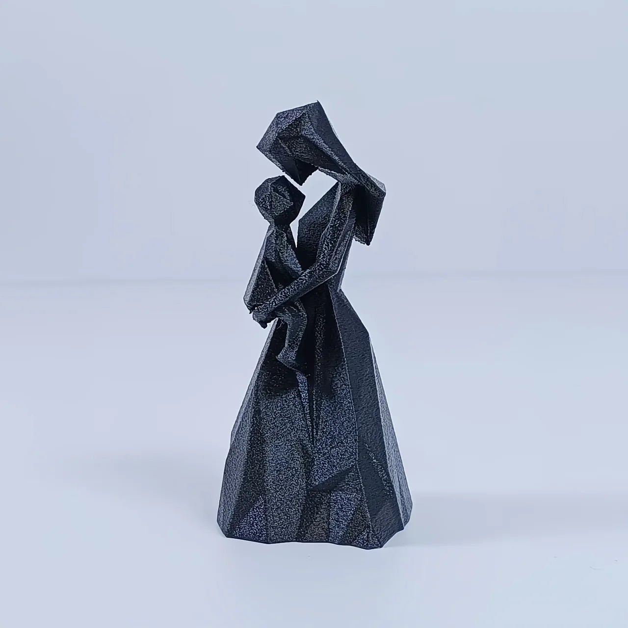 Geometric Mother Child Figurine Abstract Faceted Sculpture Minimalist Black Home Decor for Shelf & Mantel Display Oasis Select
