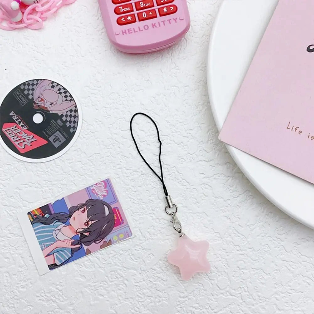 Star Star Phone Strap Keychain Pendant Phone Hanging Rope Universal Candy Color Mobile Phone Chain Telephone Jewelry Oasis Select pink-short