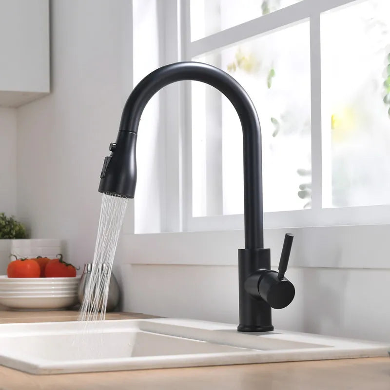 Kitchen Faucet Brushed Nickel Color Surface Hot and Cold Water Faucet Kitchen Sink Faucet Pull-out Kitchen Faucet Single Hole Oasis Select