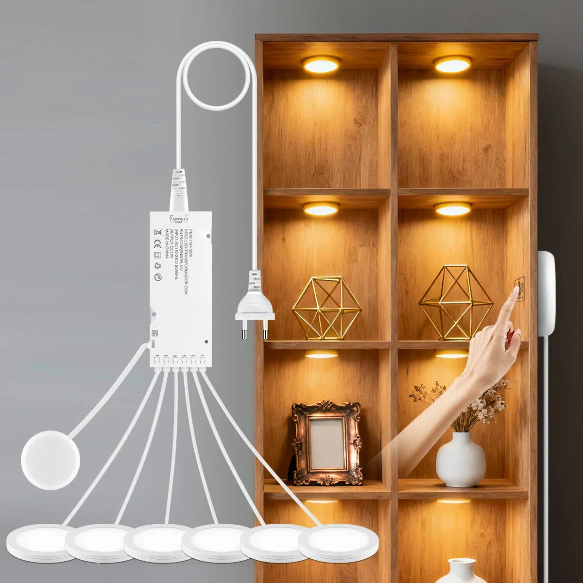 1-10pcs Ceiling Panel Lights with Dimmable Touch Sensor Swtich,5W Puck Light For Cabinet Study Desk Storage Shelf Night Lighting Oasis Select